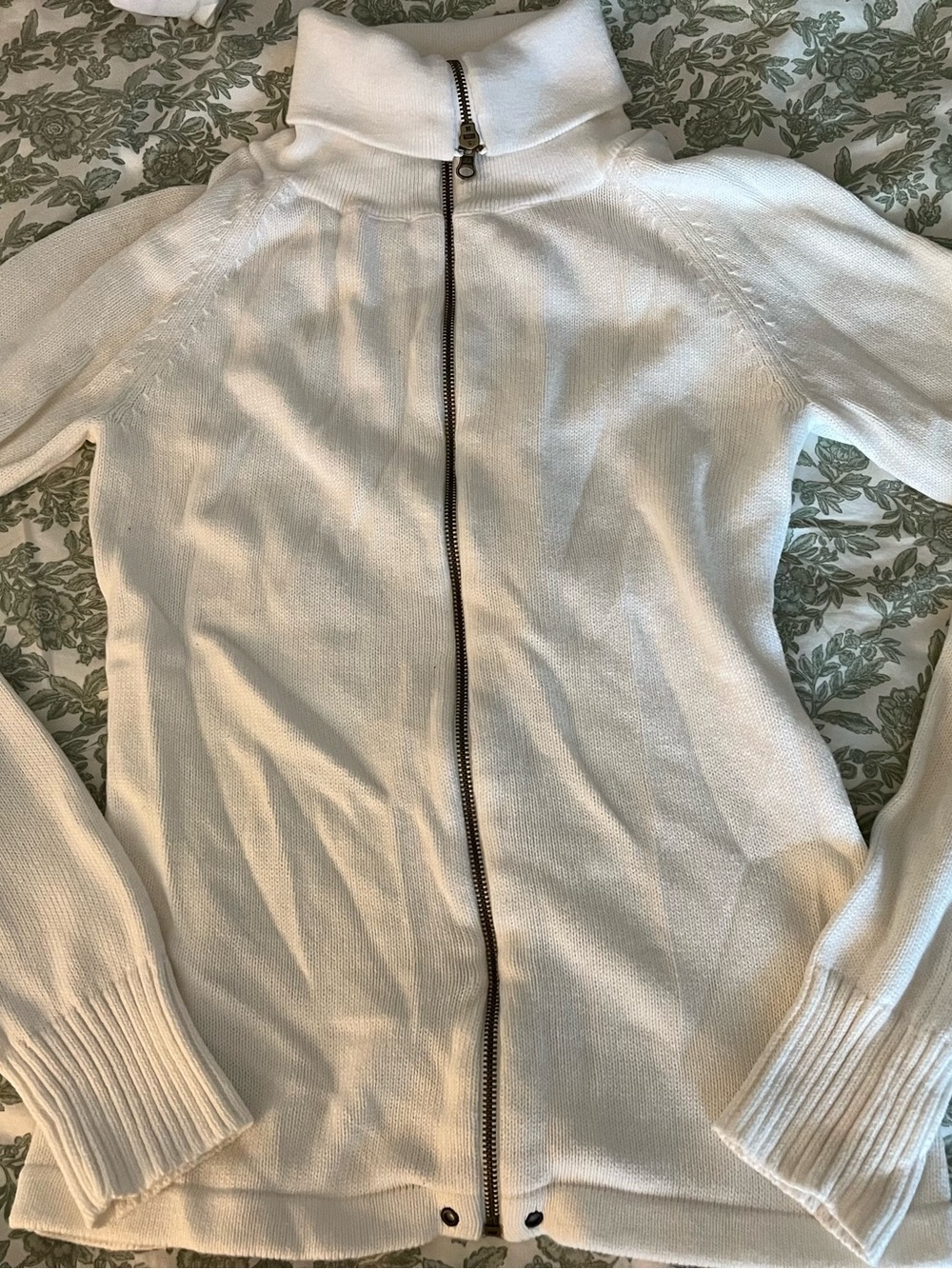 Converse White Zip-Up Knit Jacket